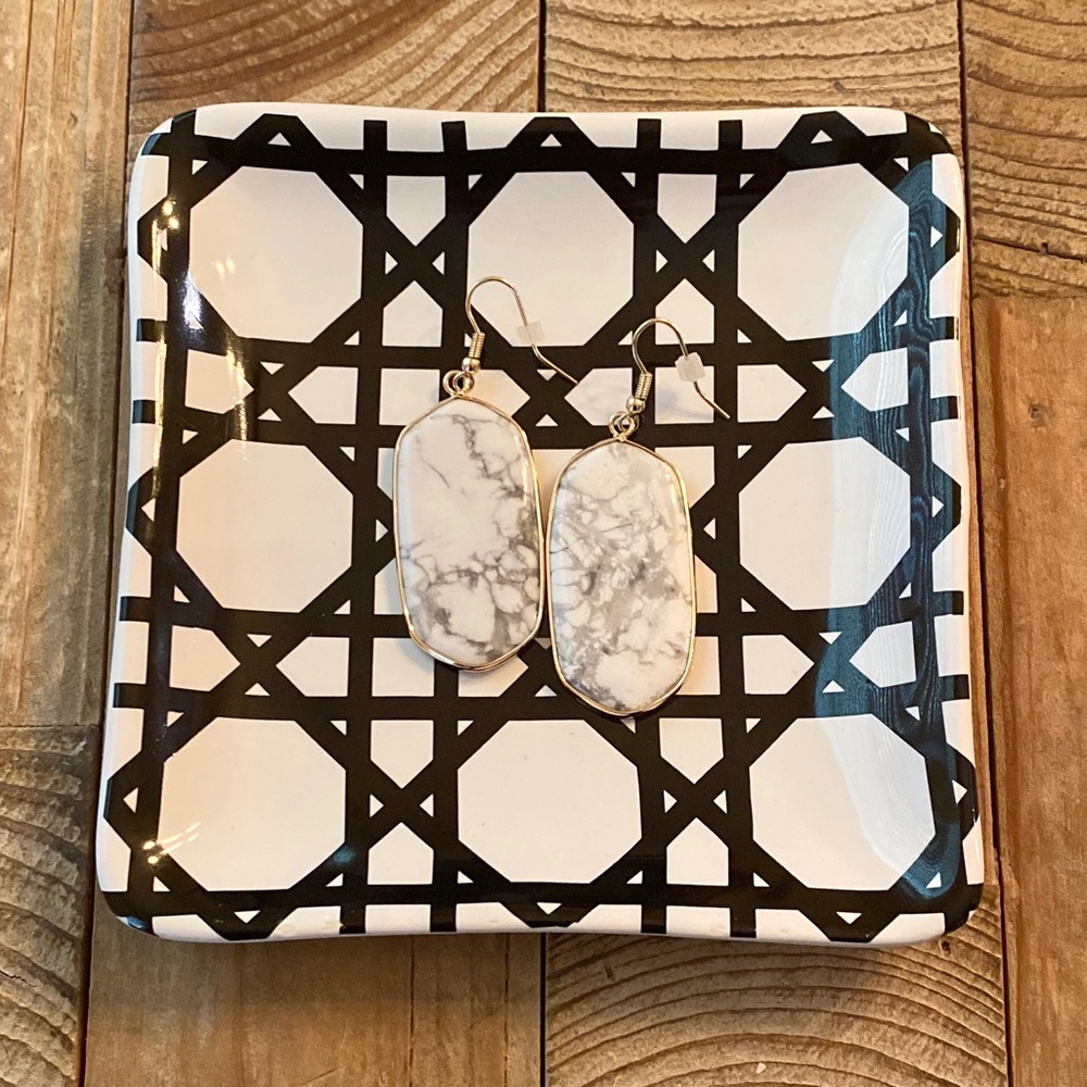 White & Gray Marbled Stone Earrings